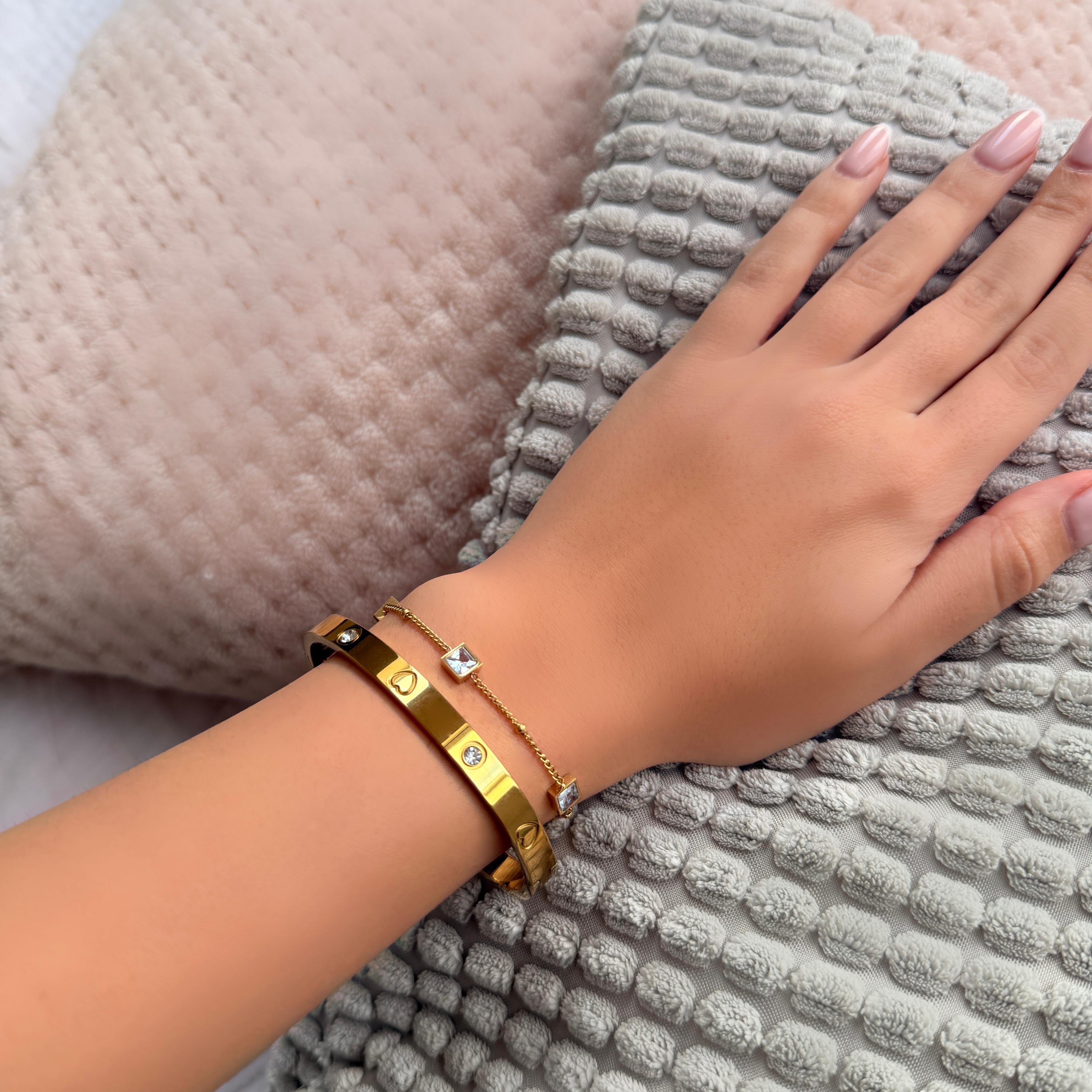 Armset Lovely Armreif + Armkette White Stome