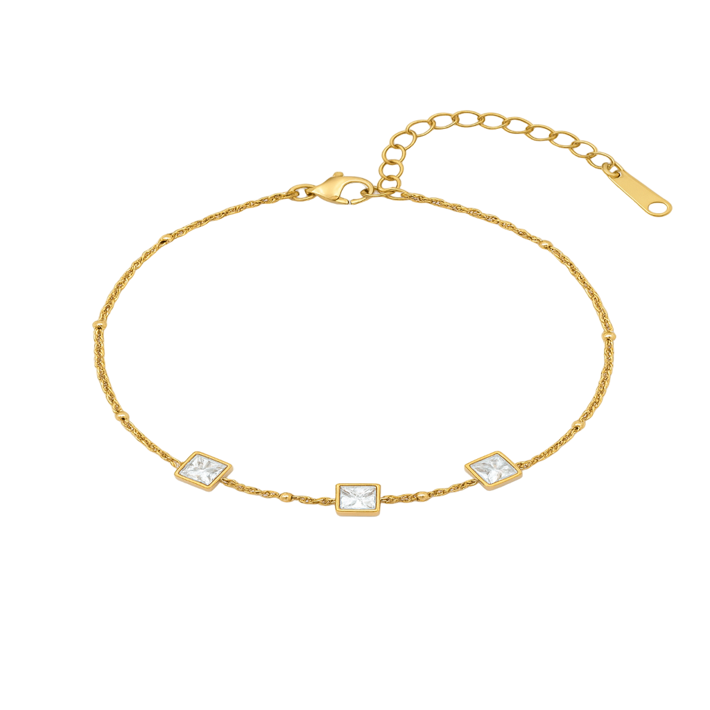 Wasserfeste Armkette White Stone 18K vergoldet