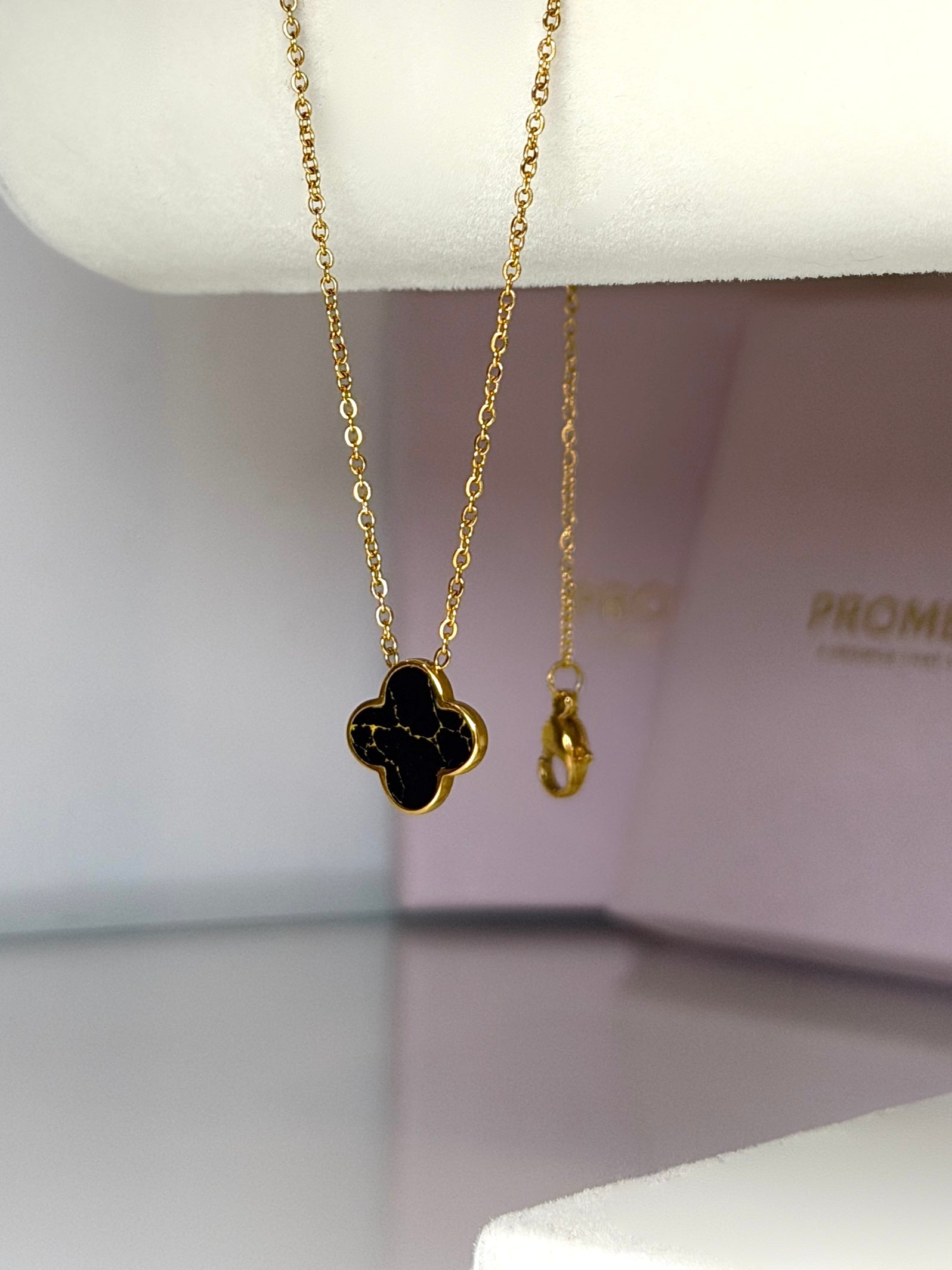 Clover Kette Black | 18K vergoldet