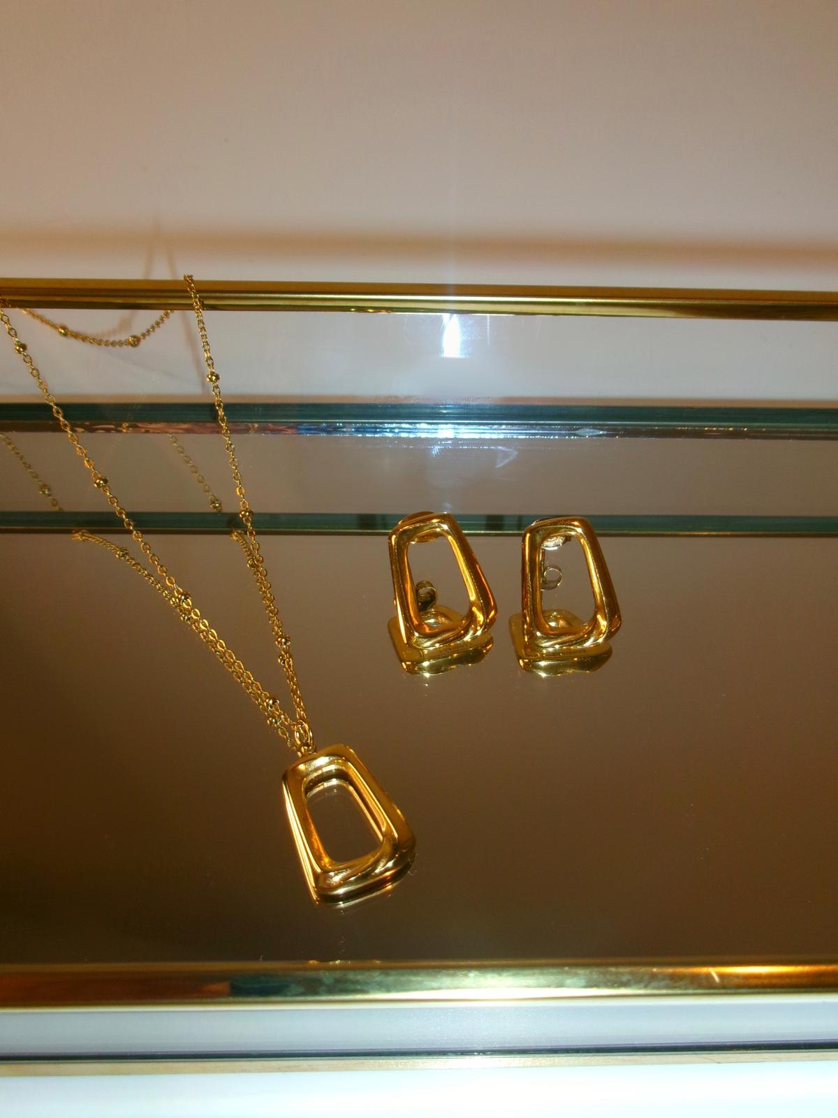 Geometrischer Set Halskette + Ohrringe