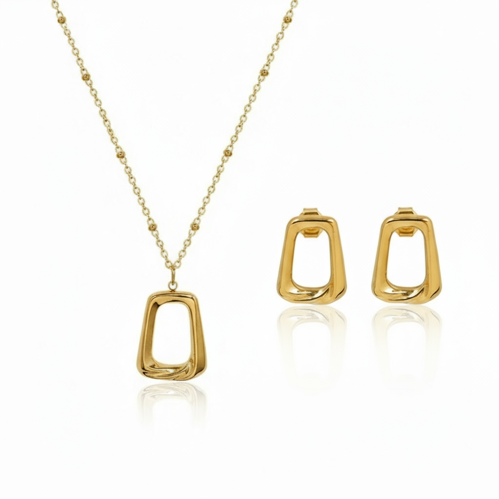 Wasserfestes Schmuck Set White Stone Halskette & Armband 18K vergoldet