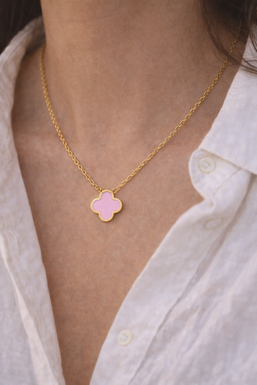 Clover Kette Pink | 18K vergoldet