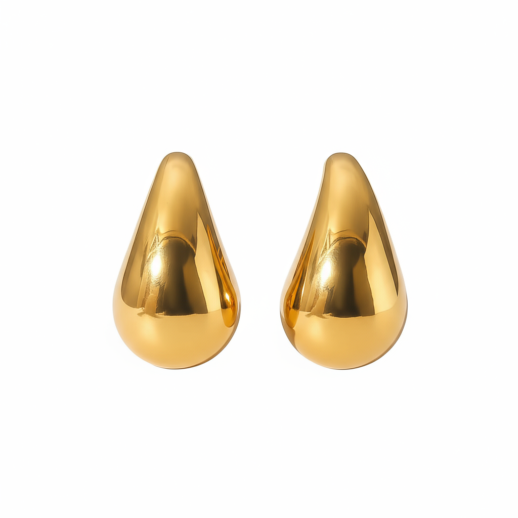 Goldene Drop Ohrringe wasserfest 18K vergoldet Tropfenform