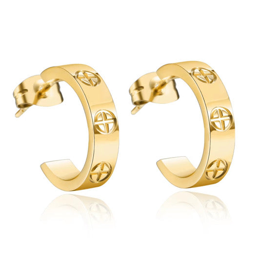 Ohrringe Plus Design 18K vergoldet anlaufgeschützt Gold