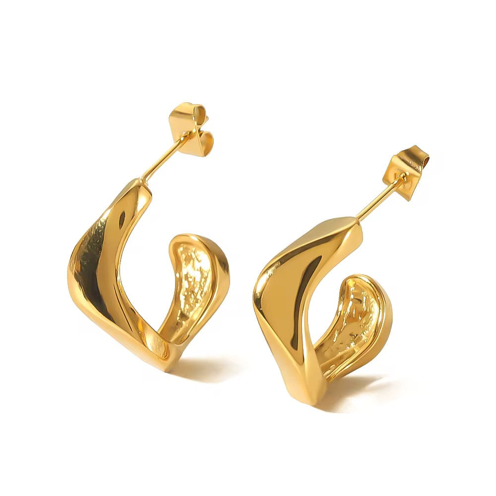 Wave Design Ohrringe 18K vergoldet wasserfest Promeya