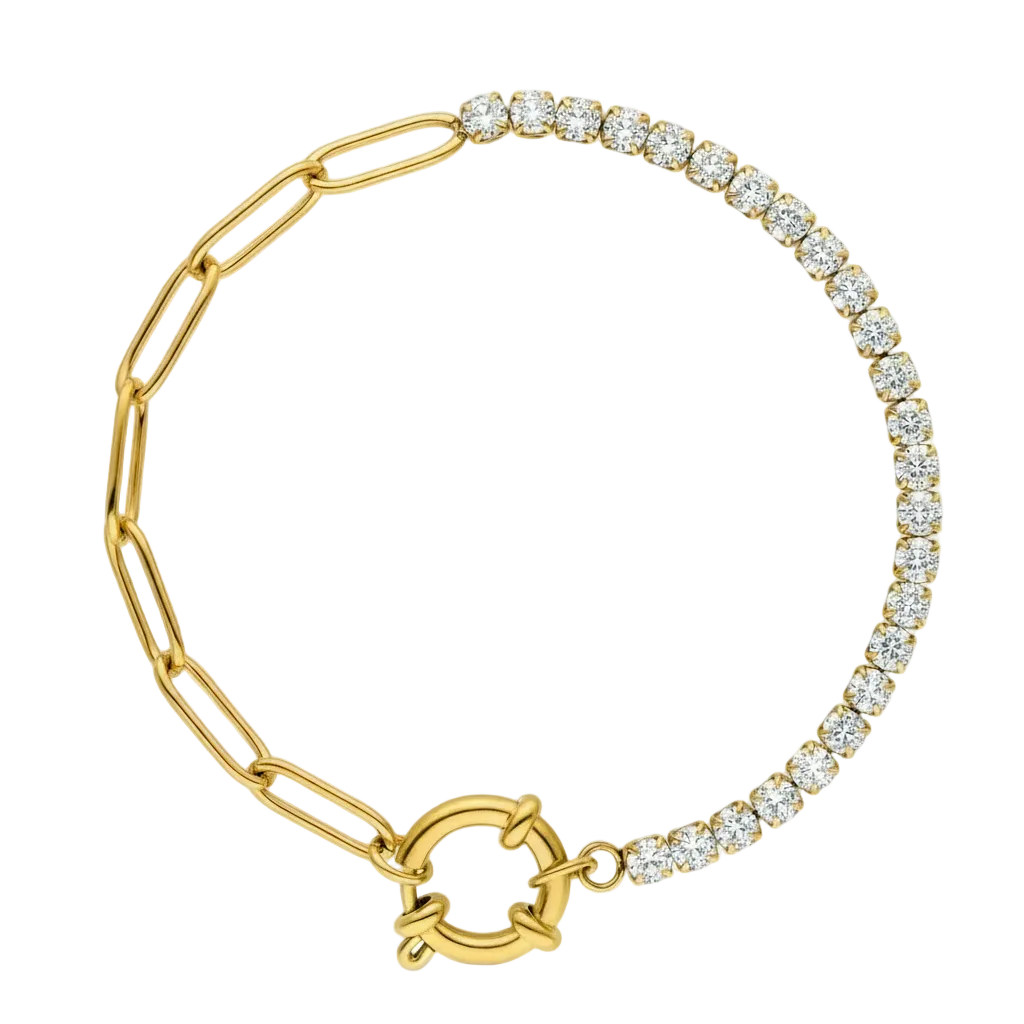 Zweiteiliges Tennis Armband 18K vergoldet wasserfest mit Zirkonia